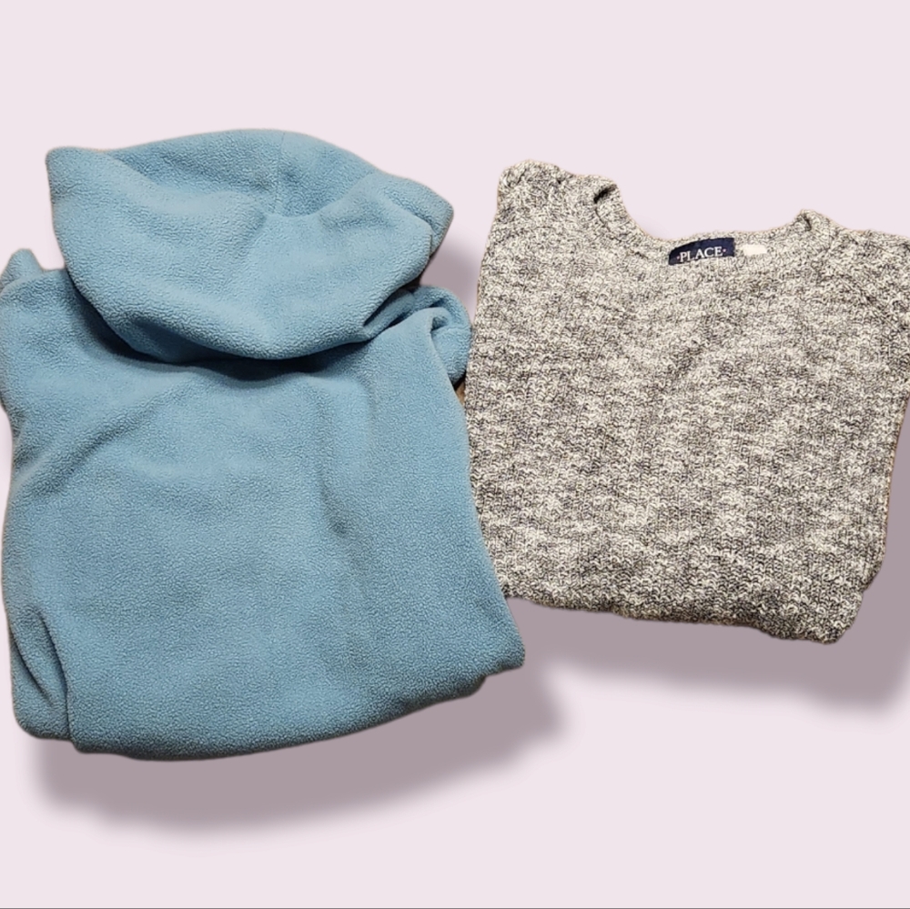 TWO!! 10-12 Sweaters -Old Navy Turtleneck & Place (Gray with lace cold shoulder)